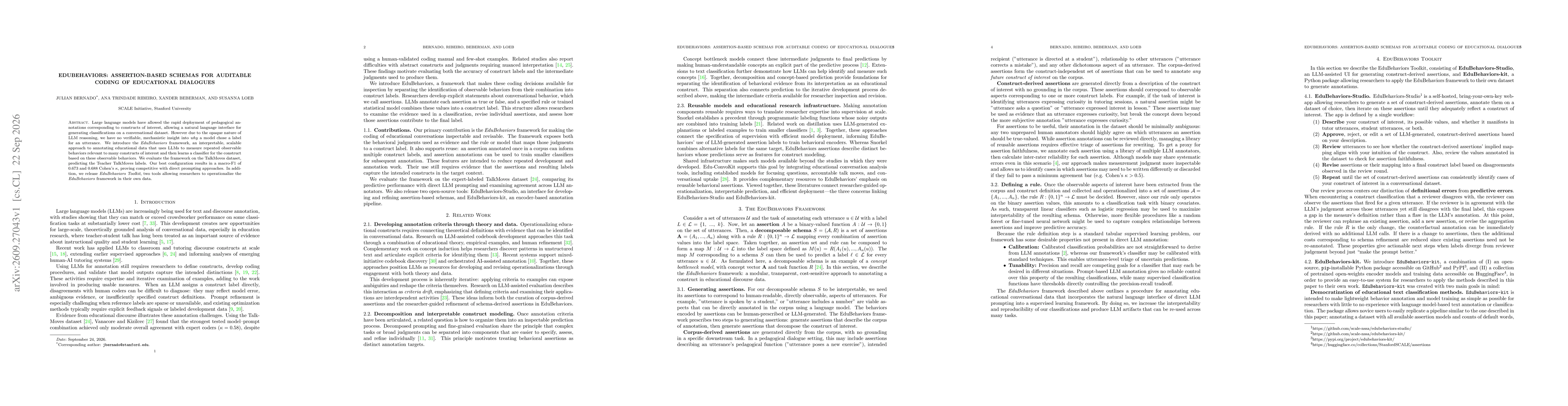 Thumbnail for EduBehaviors: Assertion-based Schemas for Auditable Coding of Educational Dialogues