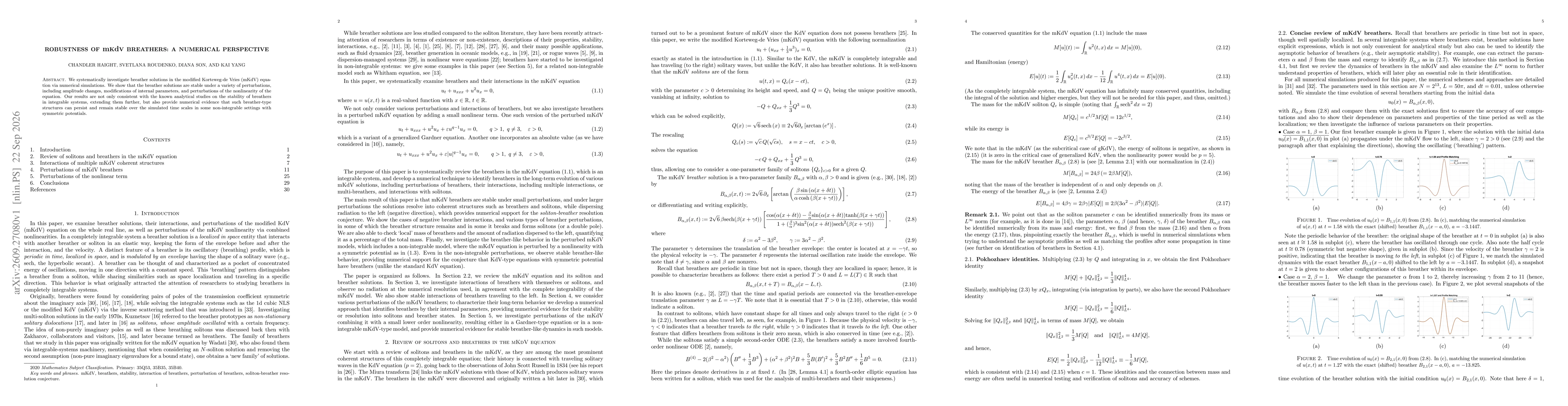 Thumbnail for Robustness of mKdV Breathers: A Numerical Perspective