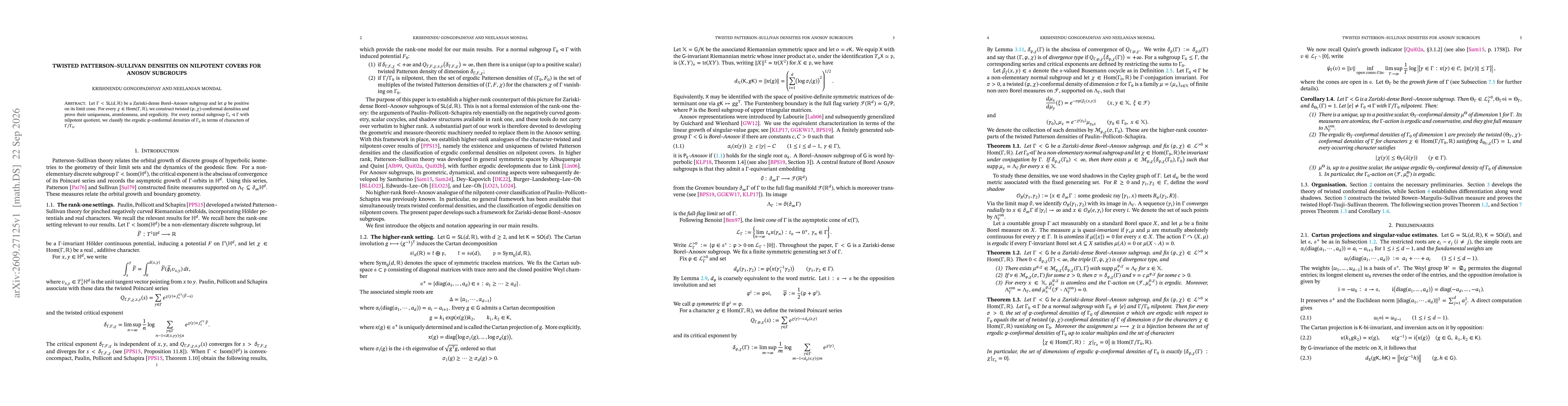 Thumbnail for Twisted Patterson-Sullivan densities on nilpotent covers for Anosov subgroups