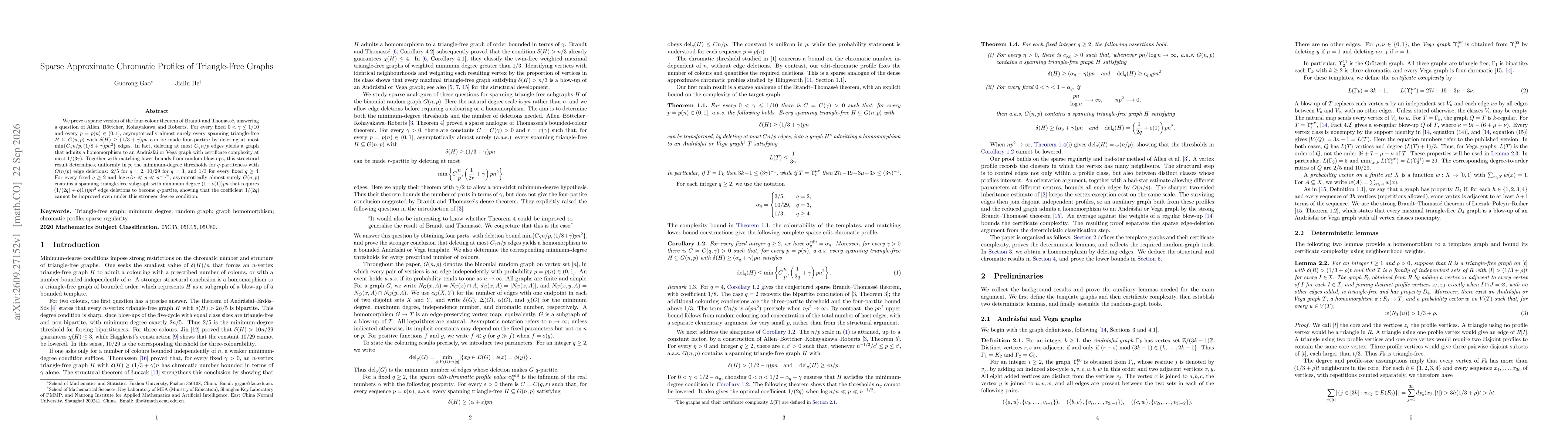 Thumbnail for Sparse Approximate Chromatic Profiles of Triangle-Free Graphs