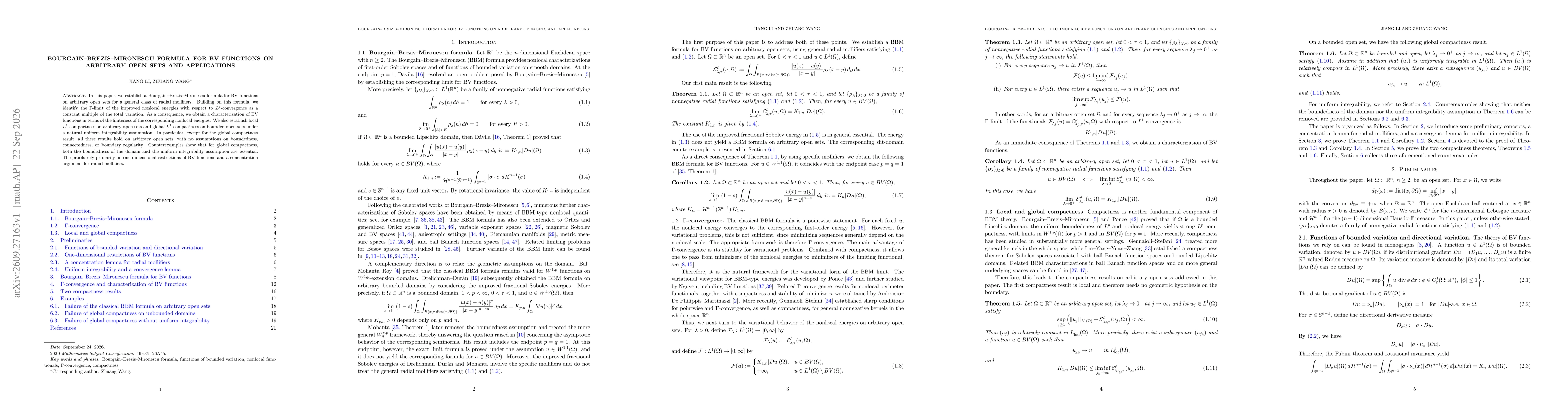 Thumbnail for Bourgain--Brezis--Mironescu formula for BV functions on arbitrary open sets and applications