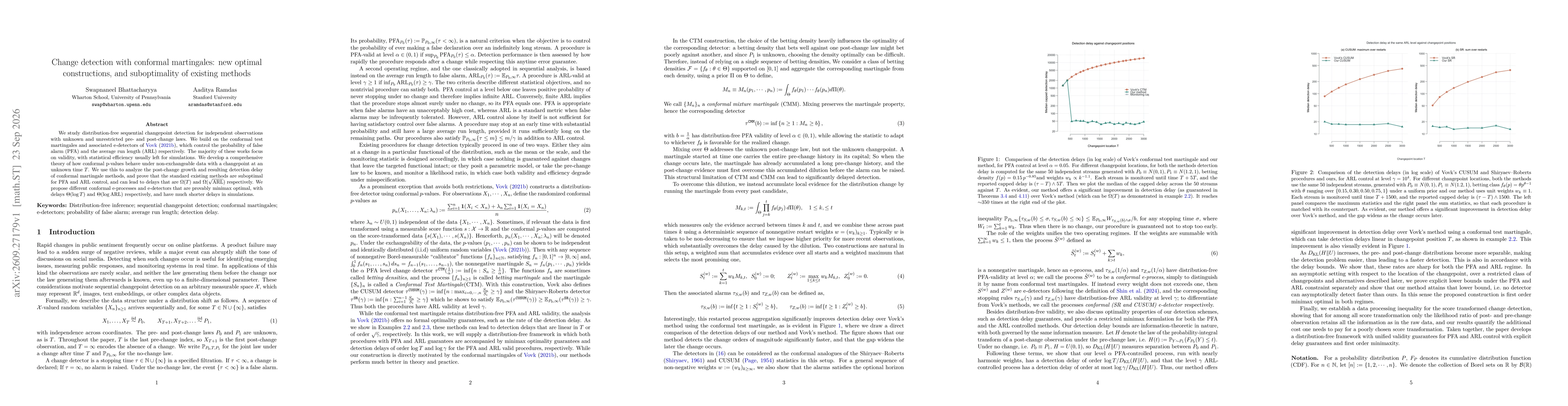 Thumbnail for Change detection with conformal martingales: new optimal constructions, and suboptimality of existing methods