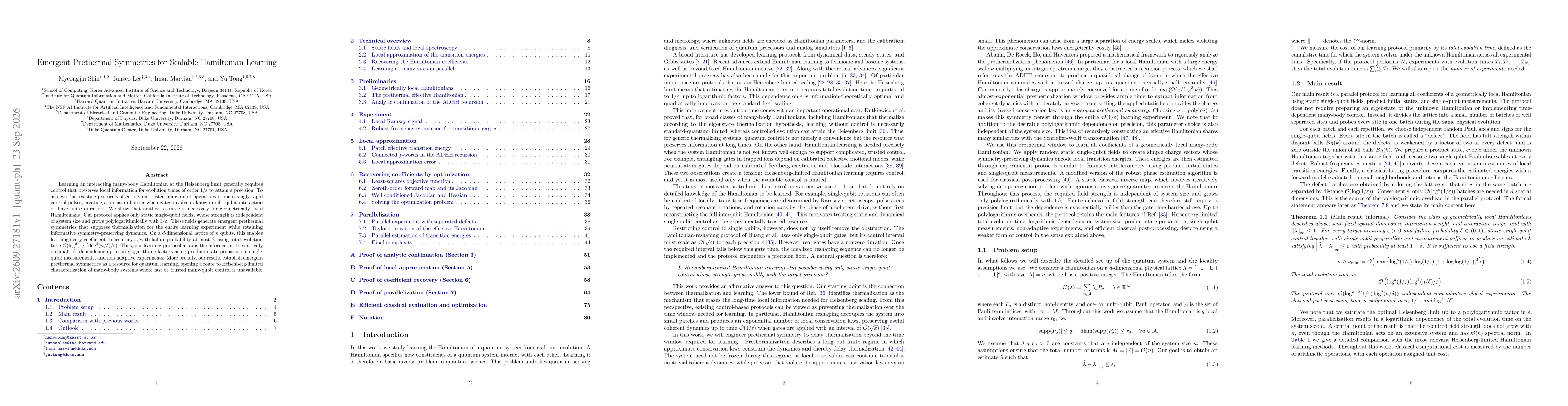 Thumbnail for Emergent Prethermal Symmetries for Scalable Hamiltonian Learning