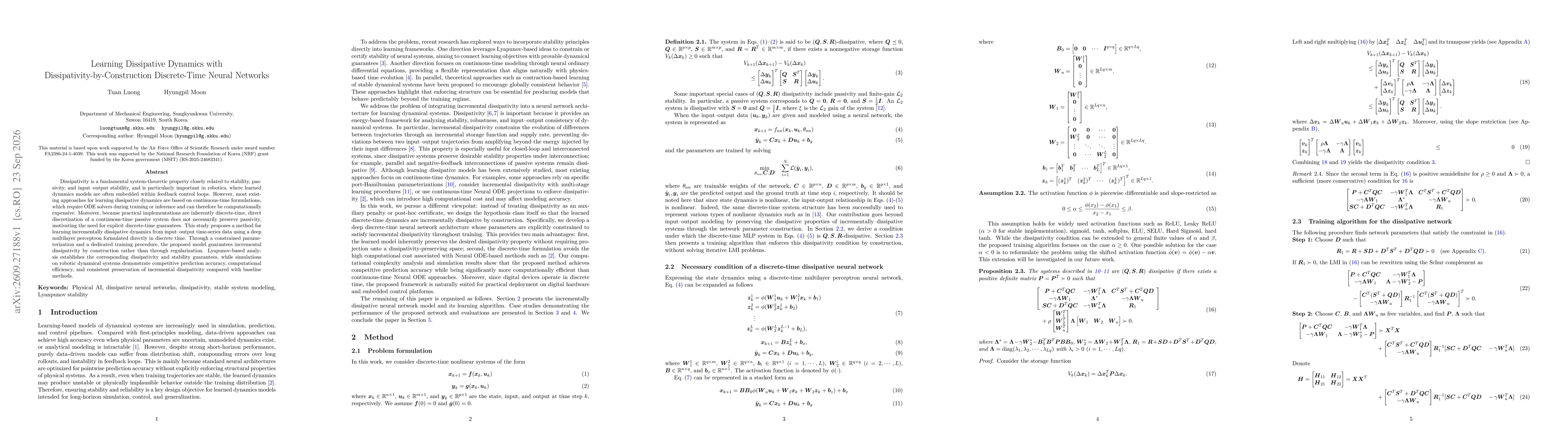 Thumbnail for Learning Dissipative Dynamics with Dissipativity-by-Construction Discrete-Time Neural Networks