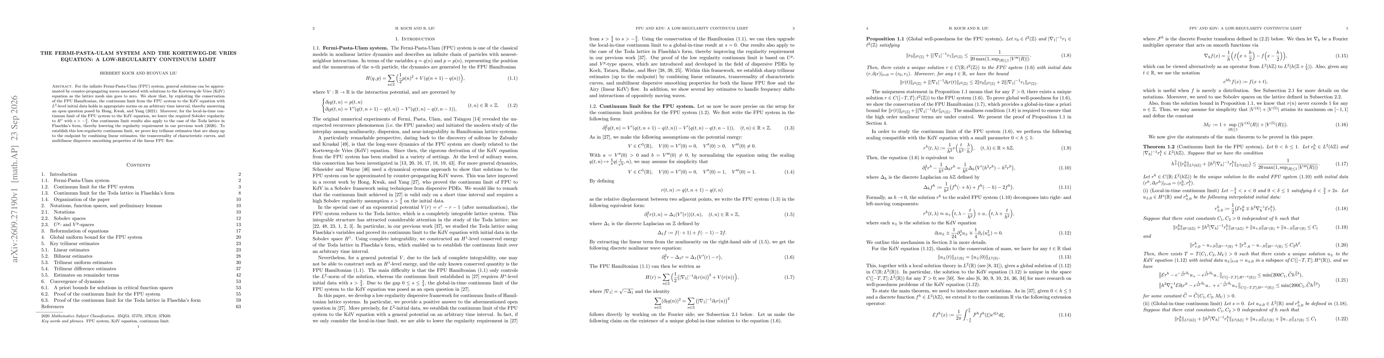 Thumbnail for The Fermi-Pasta-Ulam system and the Korteweg-de Vries equation: a low-regularity continuum limit