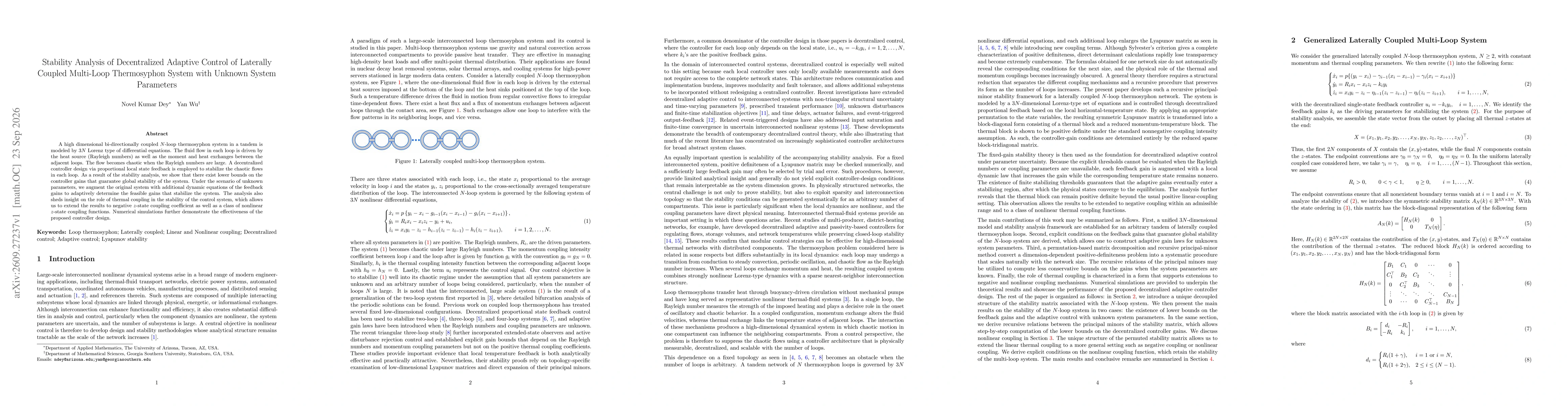 Thumbnail for Stability Analysis of Decentralized Adaptive Control of Laterally Coupled Multi-Loop Thermosyphon System with Unknown System Parameters