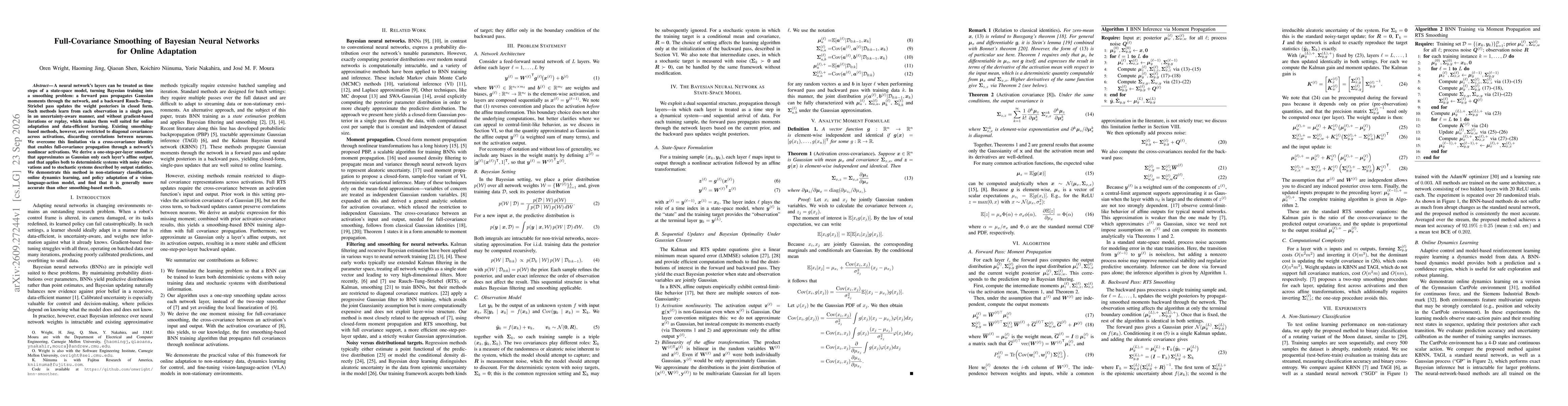 Thumbnail for Full-Covariance Smoothing of Bayesian Neural Networks for Online Adaptation