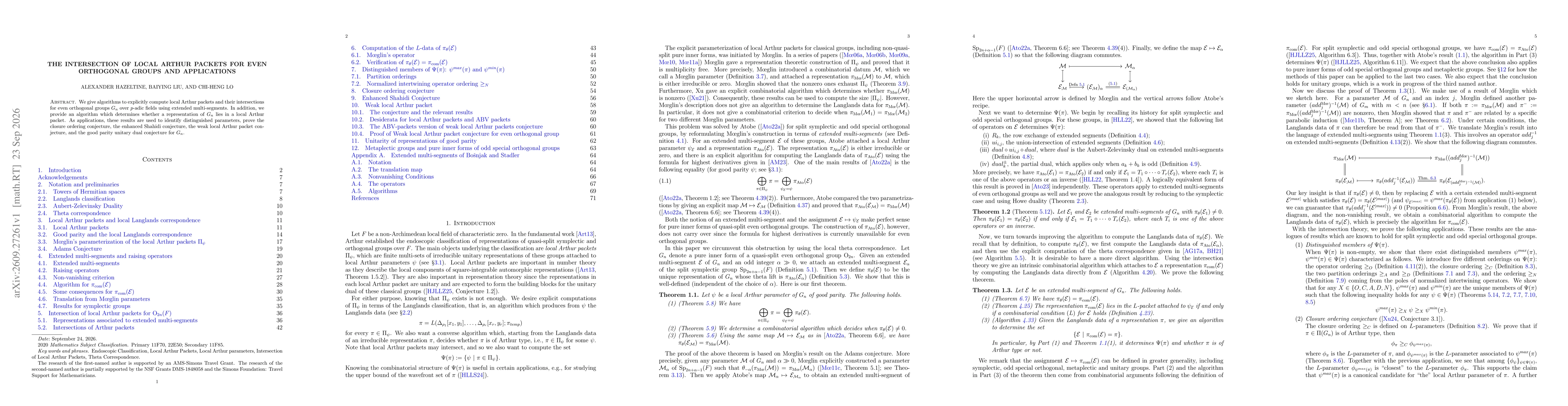 Thumbnail for The intersection of local Arthur packets for even orthogonal groups and applications