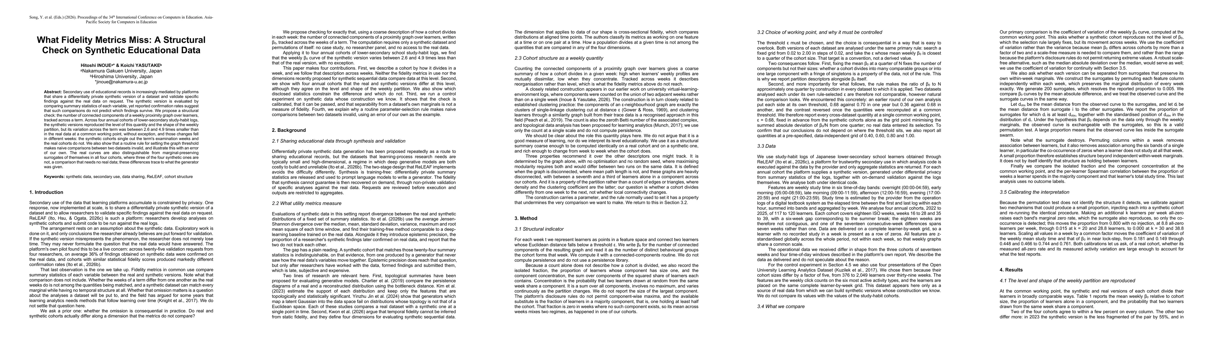 Thumbnail for What fidelity metrics miss: a structural check on synthetic educational data