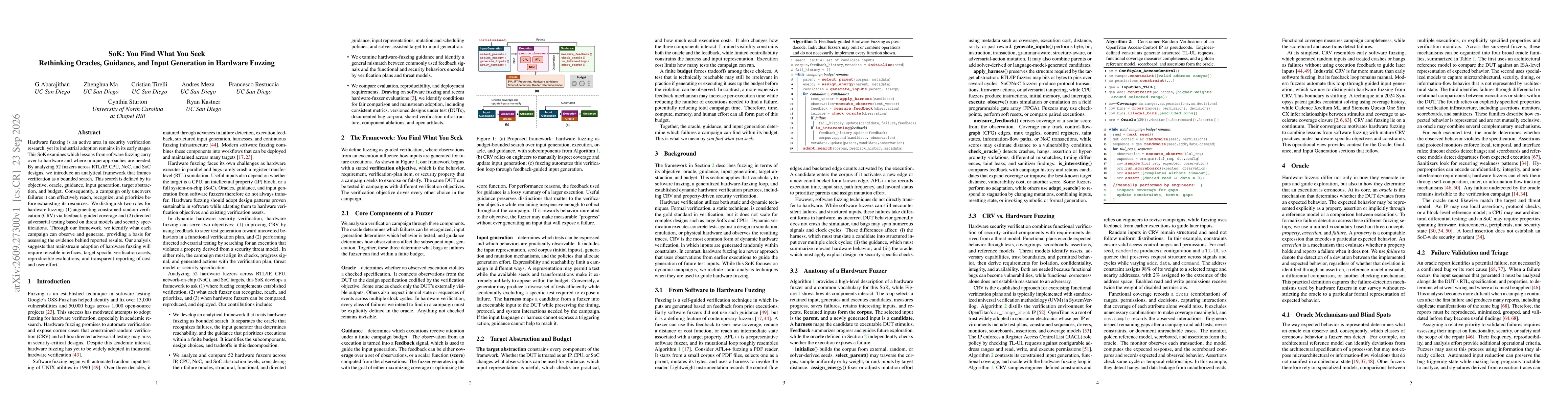 Thumbnail for SoK: You Find What You Seek: Rethinking Oracles, Guidance, and Input Generation in Hardware Fuzzing