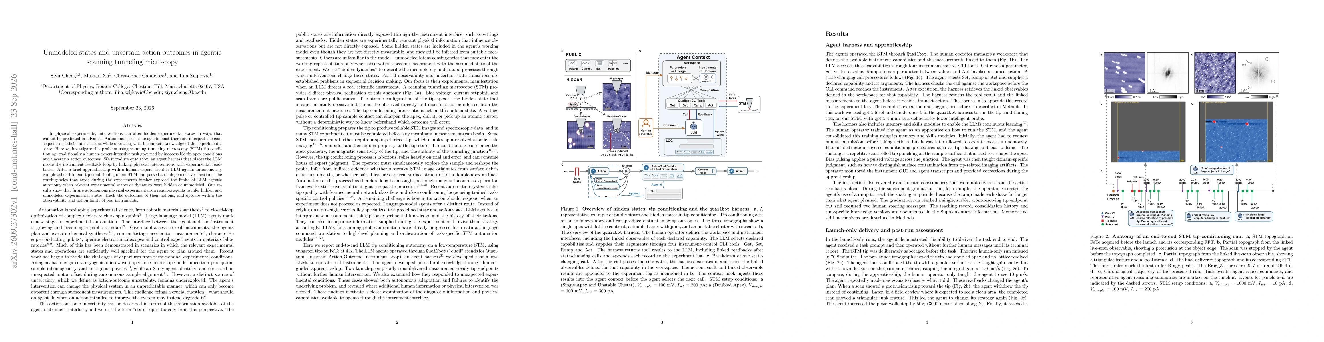 Thumbnail for Unmodeled states and uncertain action outcomes in agentic scanning tunneling microscopy