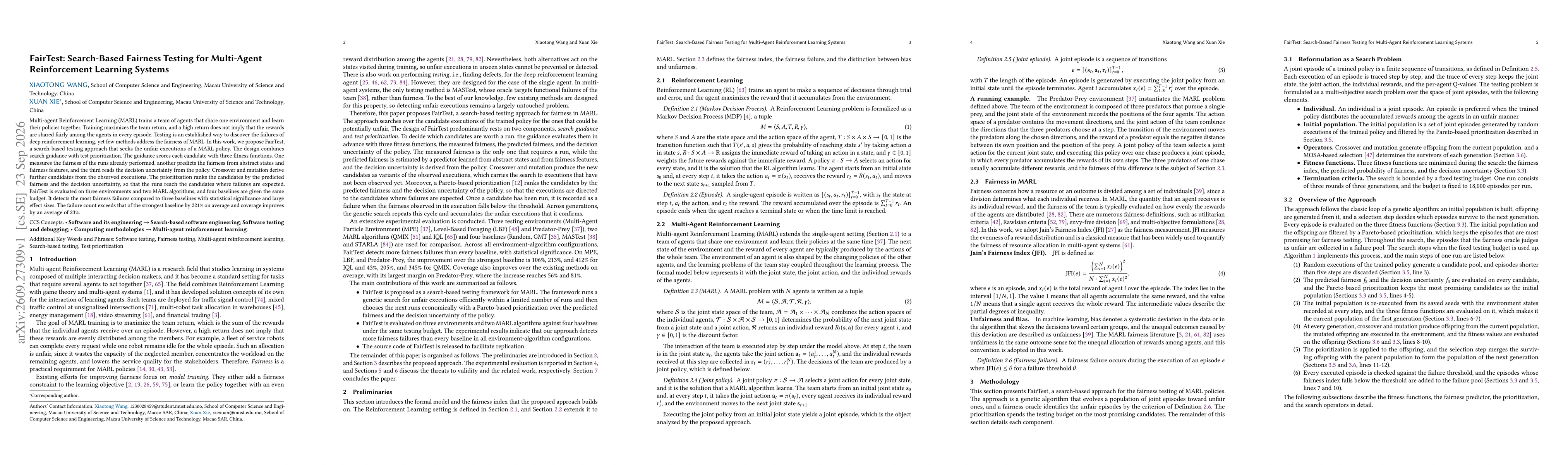 Thumbnail for FairTest: Search-Based Fairness Testing for Multi-Agent Reinforcement Learning Systems