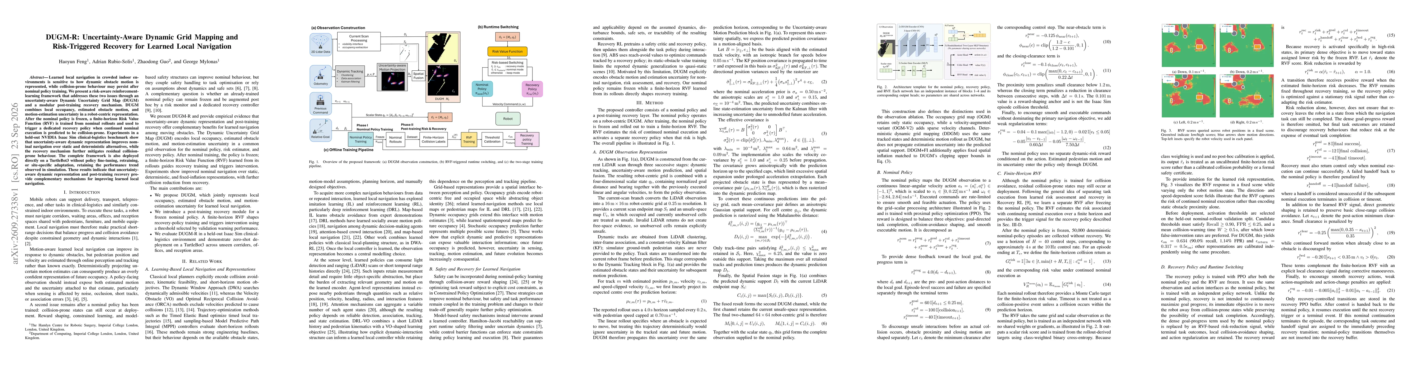 Thumbnail for DUGM-R: Uncertainty-Aware Dynamic Grid Mapping and Risk-Triggered Recovery for Learned Local Navigation