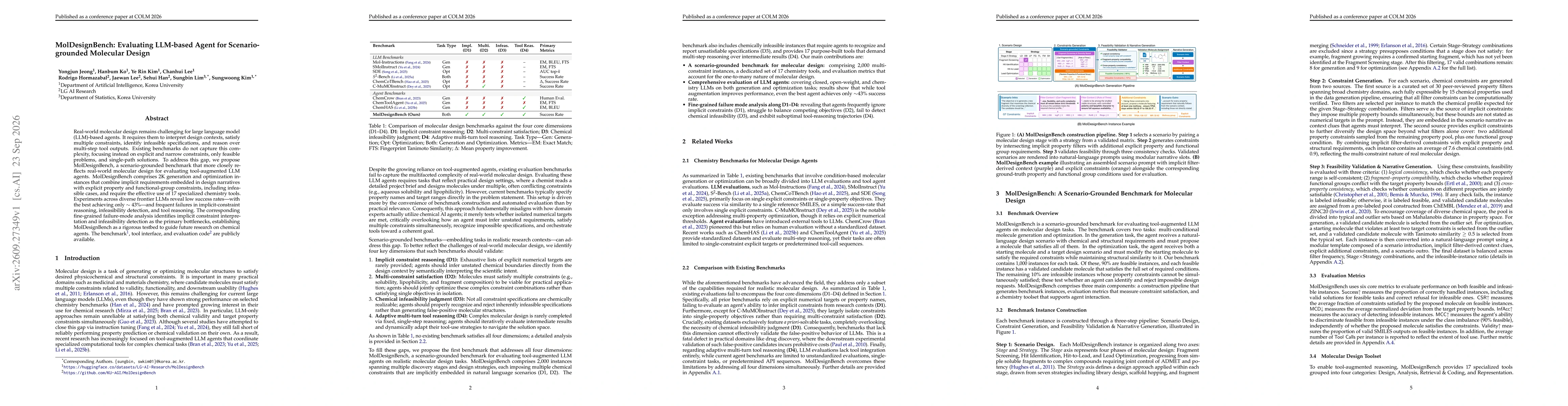 Thumbnail for MolDesignBench: Evaluating LLM-based Agent for Scenario-grounded Molecular Design