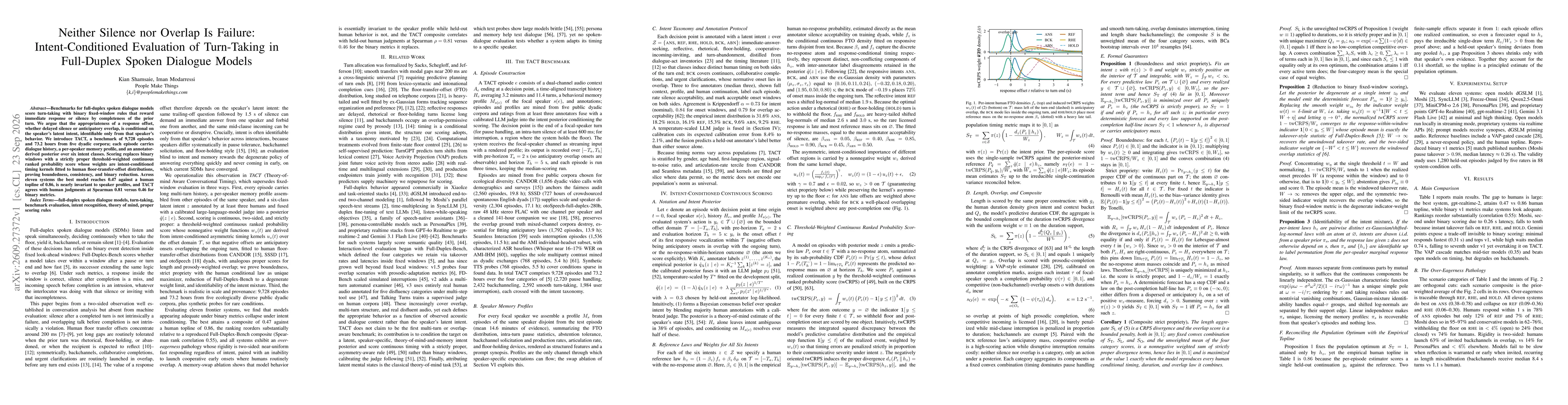 Thumbnail for Neither Silence nor Overlap Is Failure: Intent-Conditioned Evaluation of Turn-Taking in Full-Duplex Spoken Dialogue Models