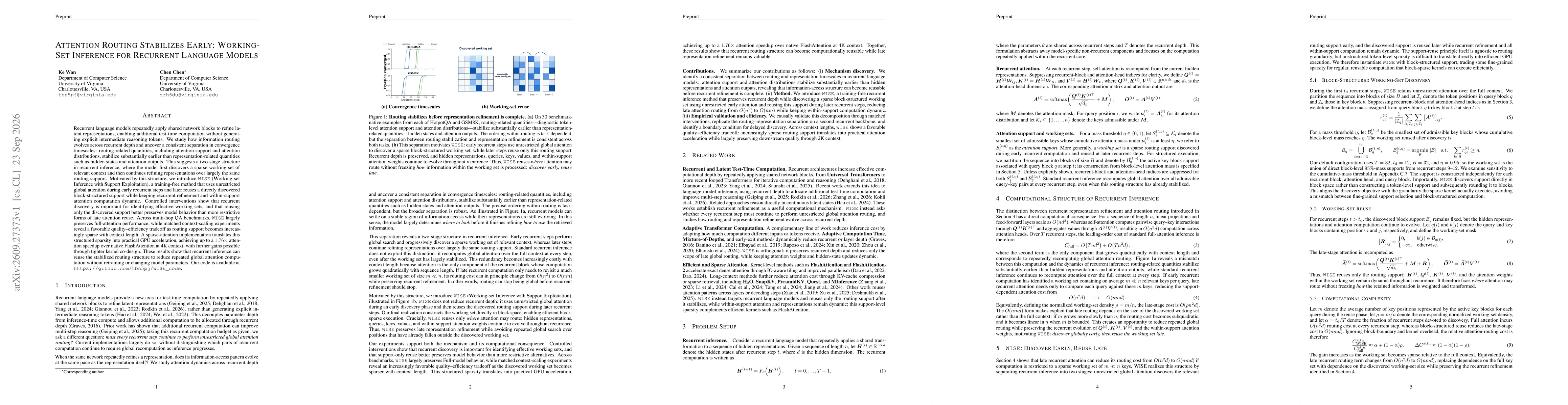 Thumbnail for Attention Routing Stabilizes Early: Working-Set Inference for Recurrent Language Models