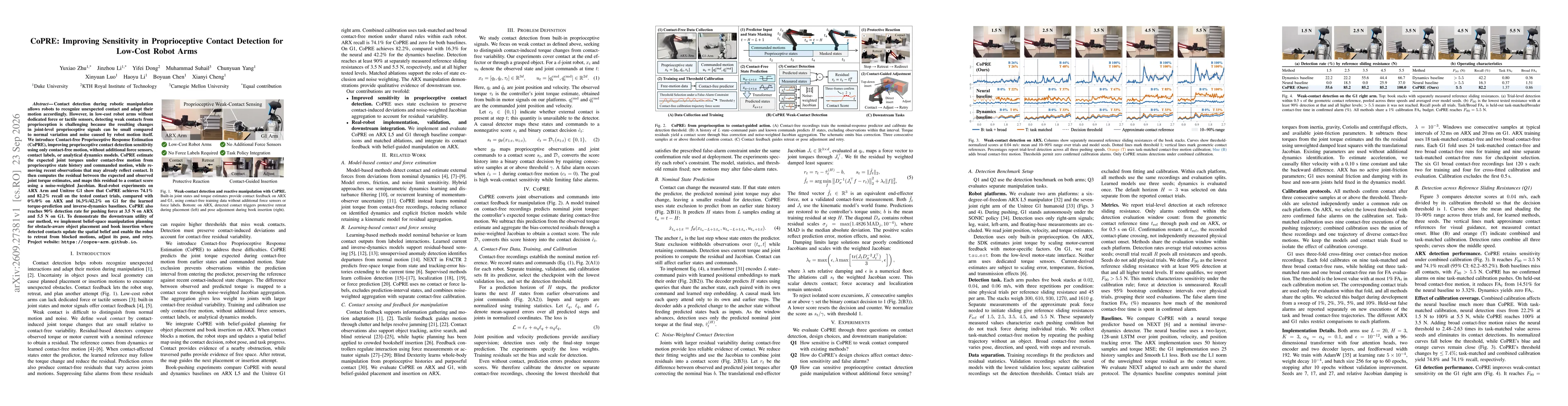 Thumbnail for CoPRE: Improving Sensitivity in Proprioceptive Contact Detection for Low-Cost Robot Arms
