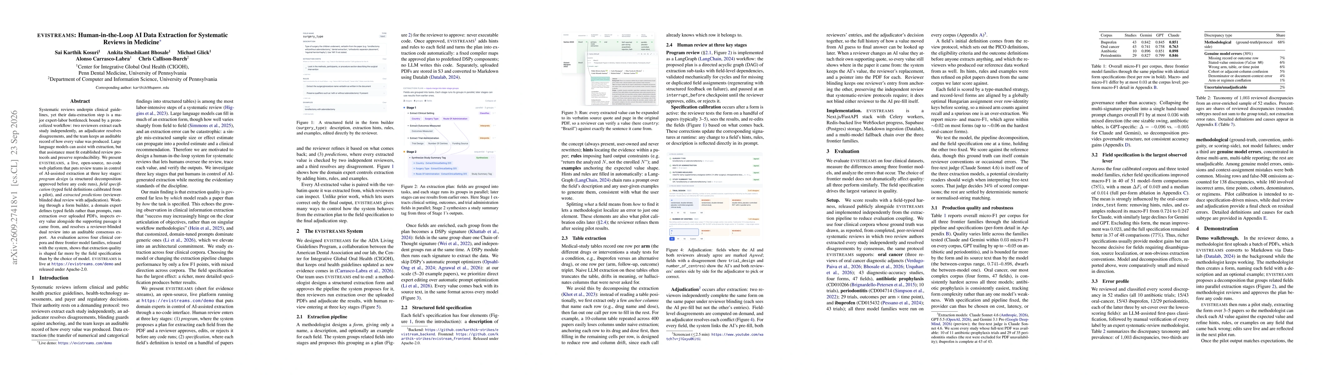 Thumbnail for EviStreams: Human-in-the-Loop AI Data Extraction for Systematic Reviews in Medicine