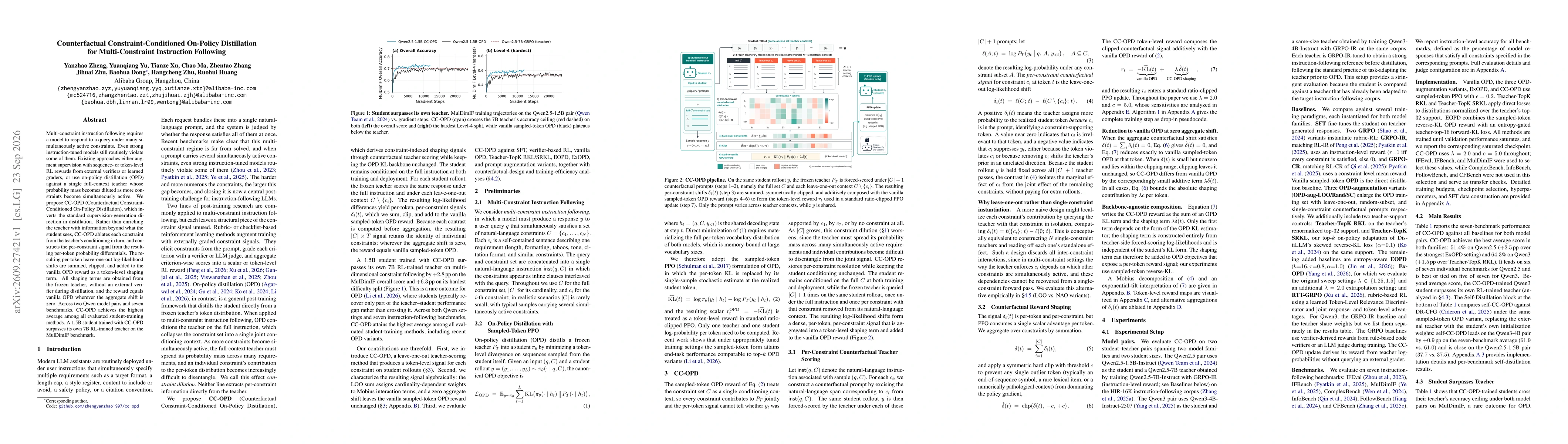 Thumbnail for Counterfactual Constraint-Conditioned On-Policy Distillation for Multi-Constraint Instruction Following