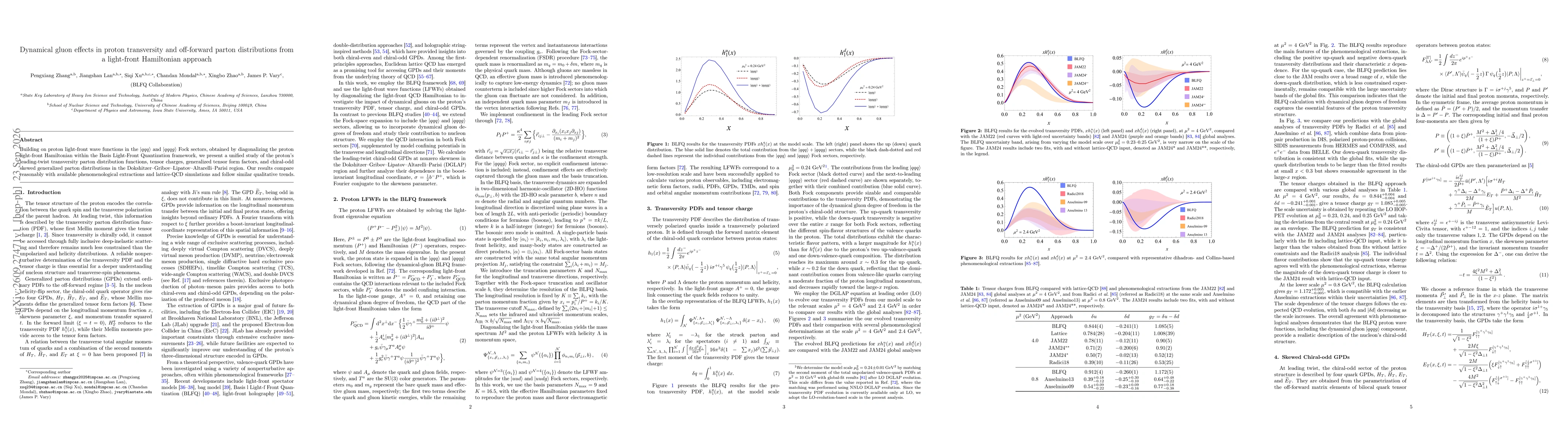 Thumbnail for Dynamical gluon effects in proton transversity and off-forward parton distributions from a light-front Hamiltonian approach