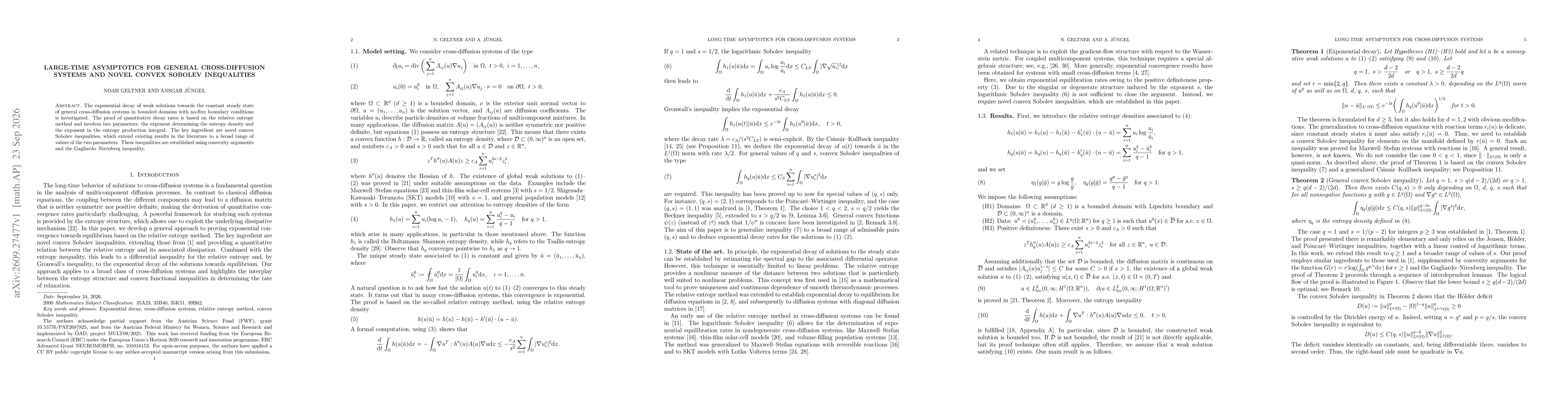Thumbnail for Large-time asymptotics for general cross-diffusion systems and novel convex Sobolev inequalities