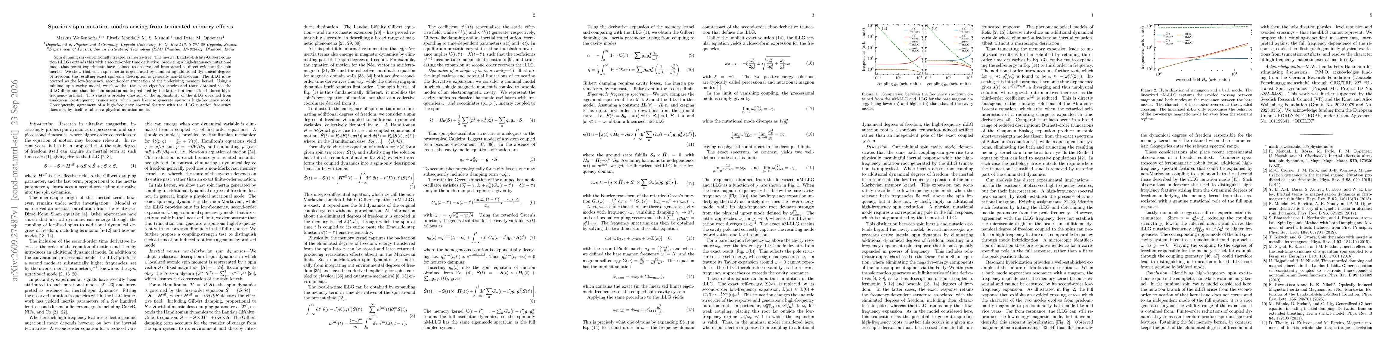 Thumbnail for Spurious spin nutation modes arising from truncated memory effects