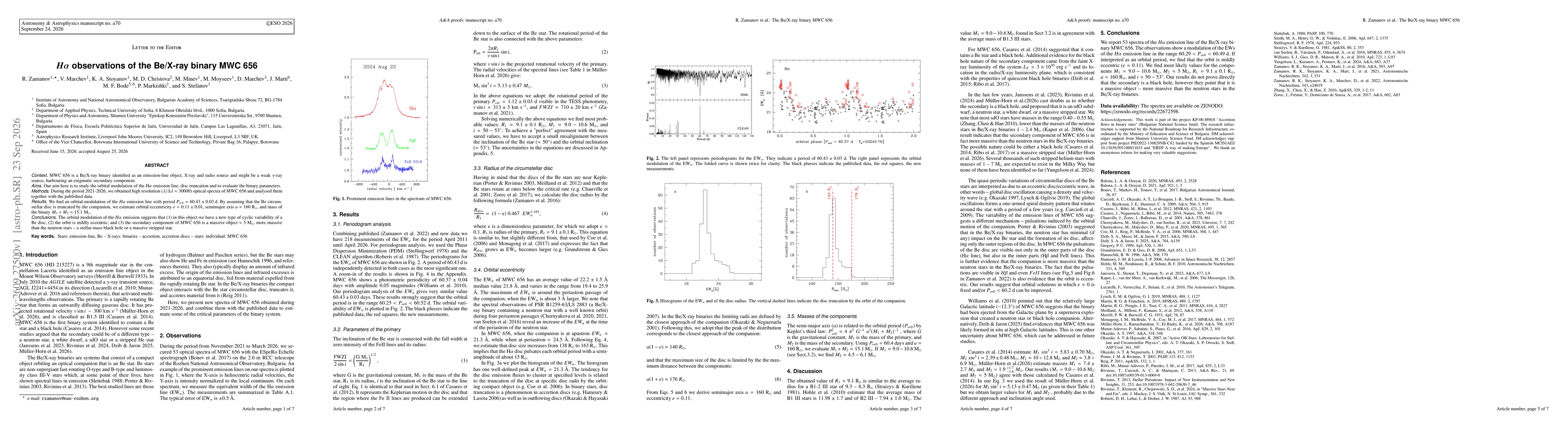 Thumbnail for H_alpha observations of the Be/X-ray binary MWC 656