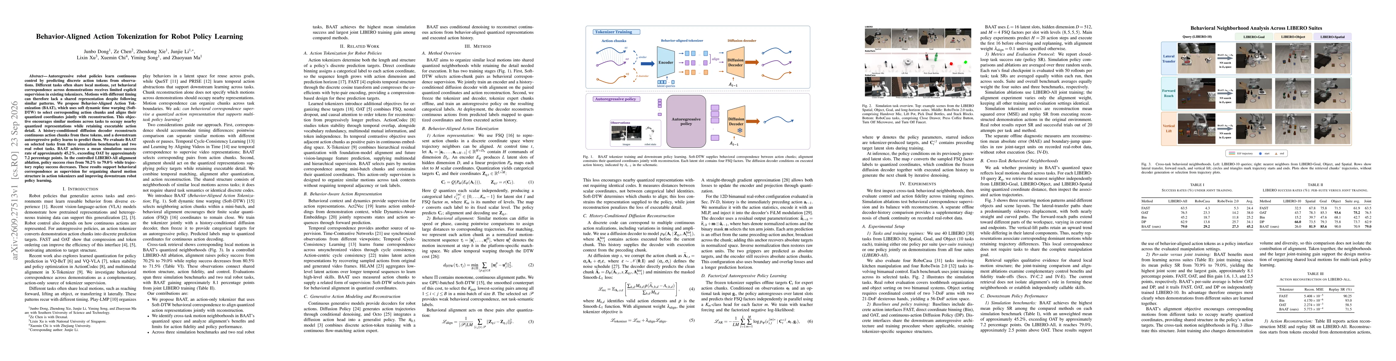 Thumbnail for Behavior-Aligned Action Tokenization for Robot Policy Learning