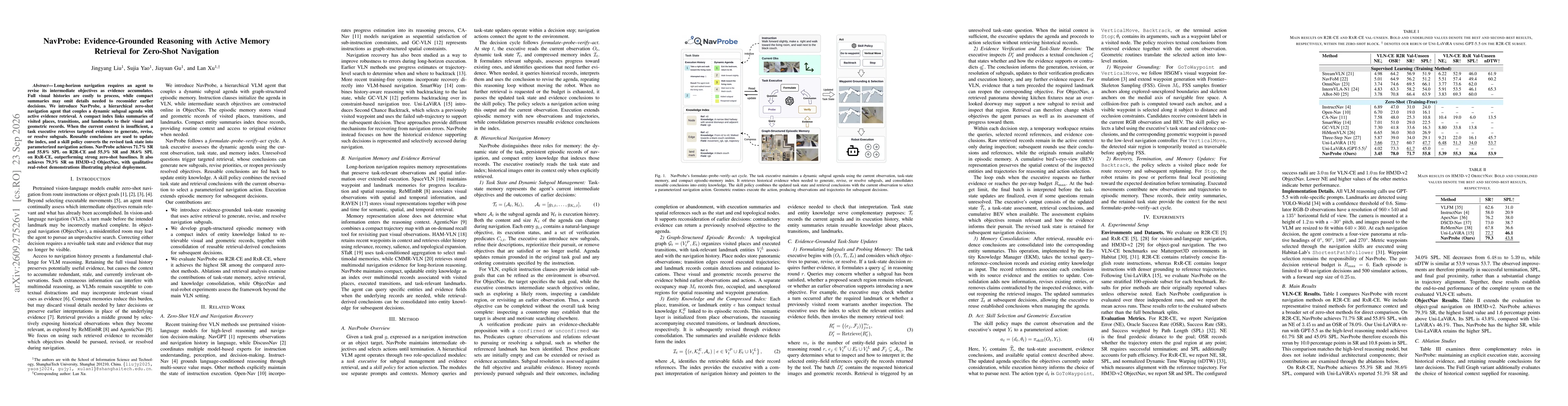 Thumbnail for NavProbe: Evidence-Grounded Reasoning with Active Memory Retrieval for Zero-Shot Navigation