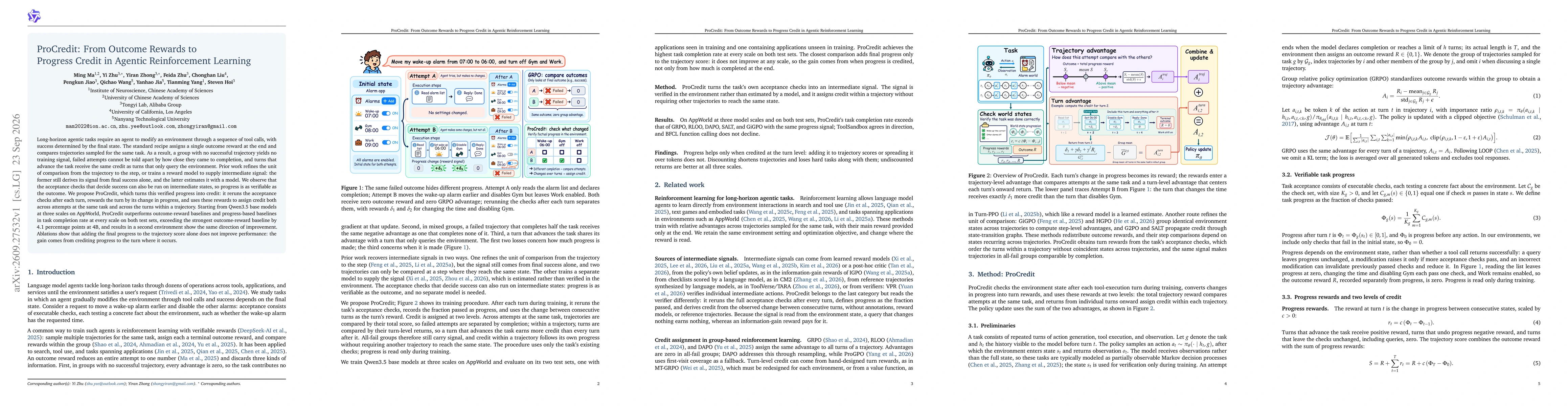 Thumbnail for ProCredit: From Outcome Rewards to Progress Credit in Agentic Reinforcement Learning
