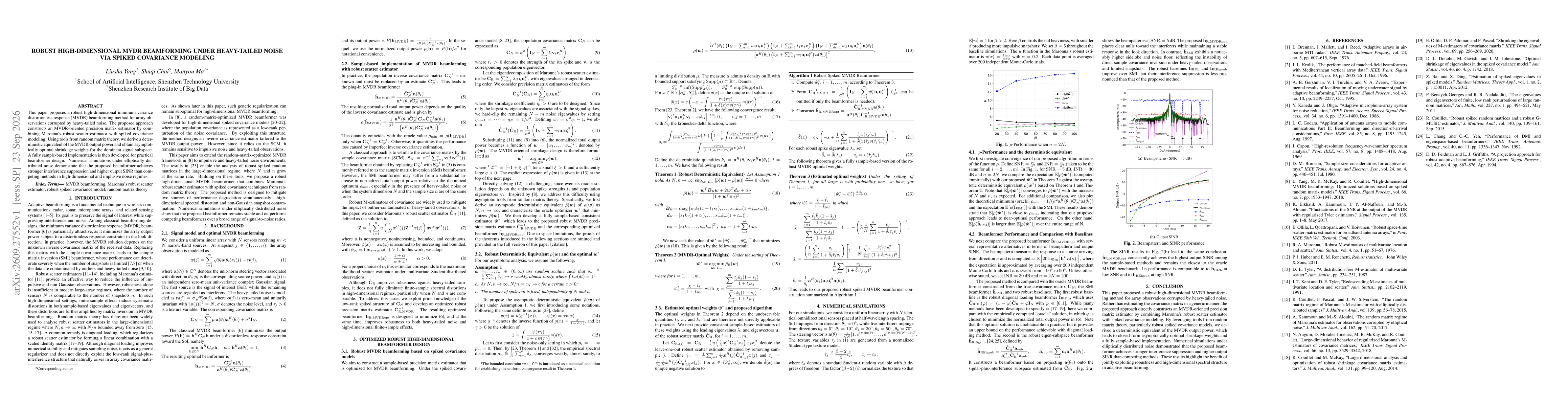 Thumbnail for Robust High-Dimensional MVDR Beamforming under Heavy-Tailed Noise via Spiked Covariance Modeling
