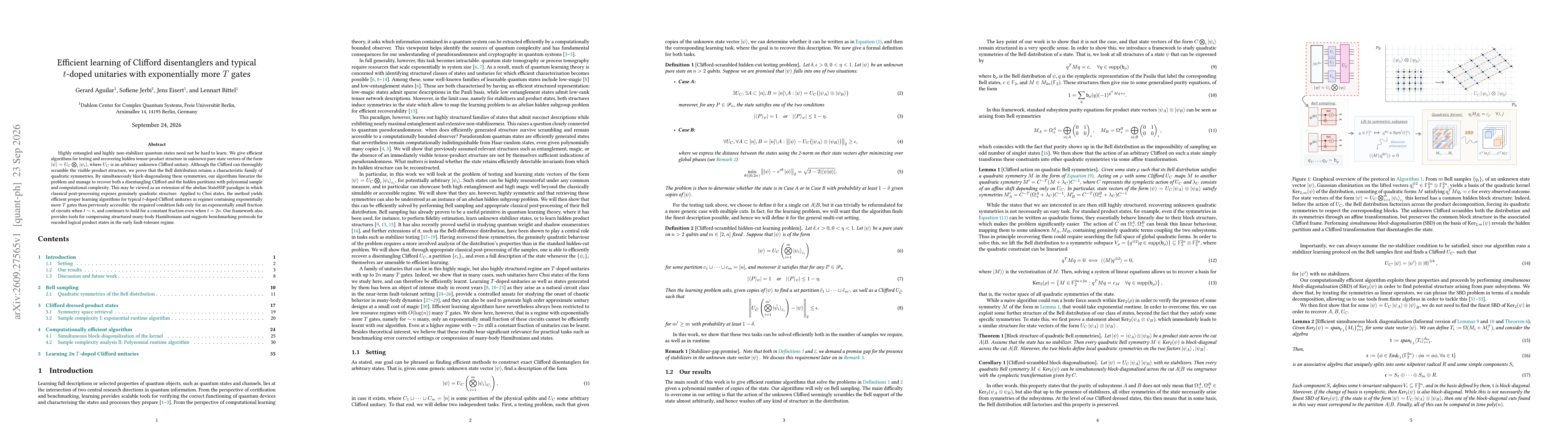 Thumbnail for Efficient learning of Clifford disentanglers and typical $t$-doped unitaries with exponentially more $T$ gates