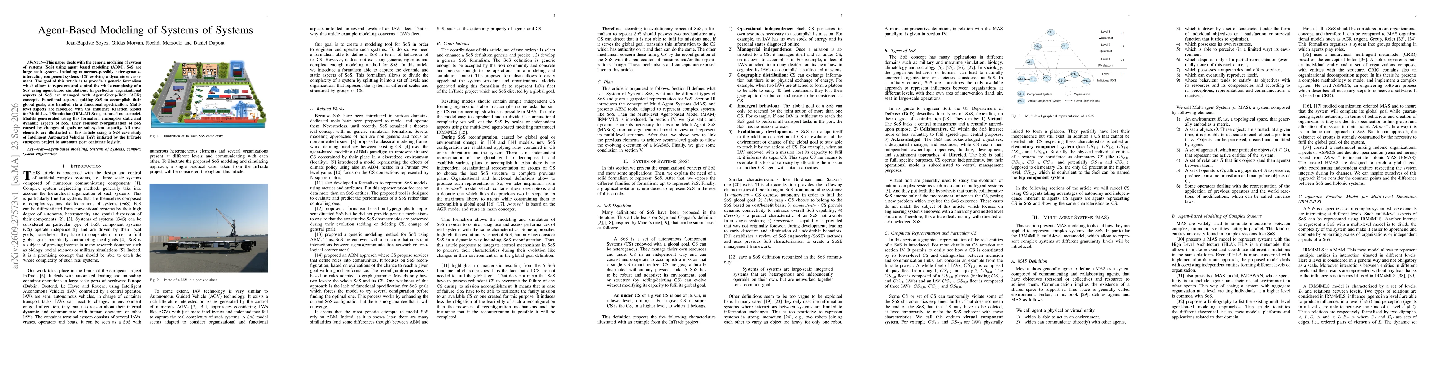 Thumbnail for Agent-Based Modeling of Systems of Systems