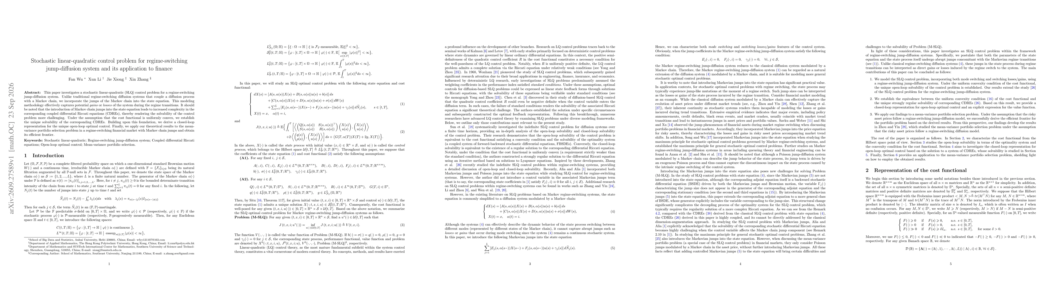 Thumbnail for Stochastic linear-quadratic control problem for regime-switching jump-diffusion system and its application to finance