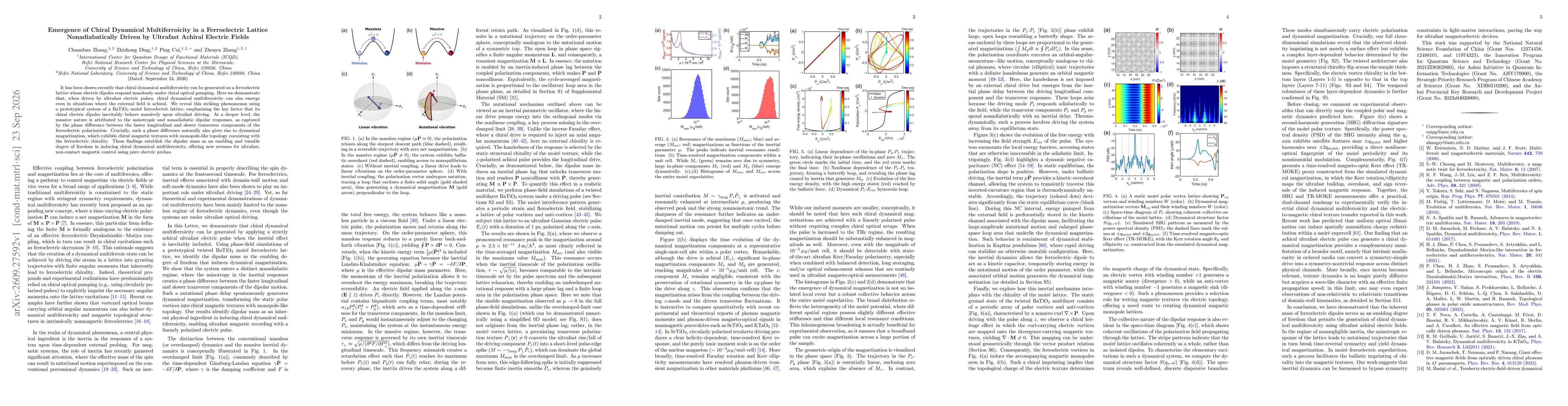 Thumbnail for Emergence of Chiral Dynamical Multiferroicity in a Ferroelectric Lattice Nonadiabatically Driven by Ultrafast Achiral Electric Fields