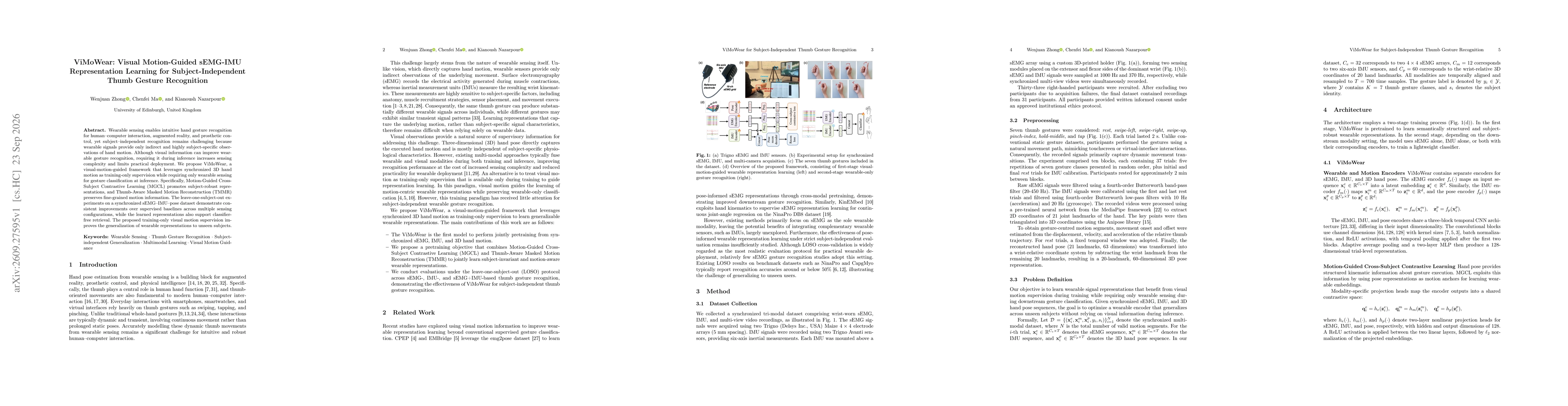 Thumbnail for ViMoWear: Visual Motion-Guided sEMG-IMU Representation Learning for Subject-Independent Thumb Gesture Recognition