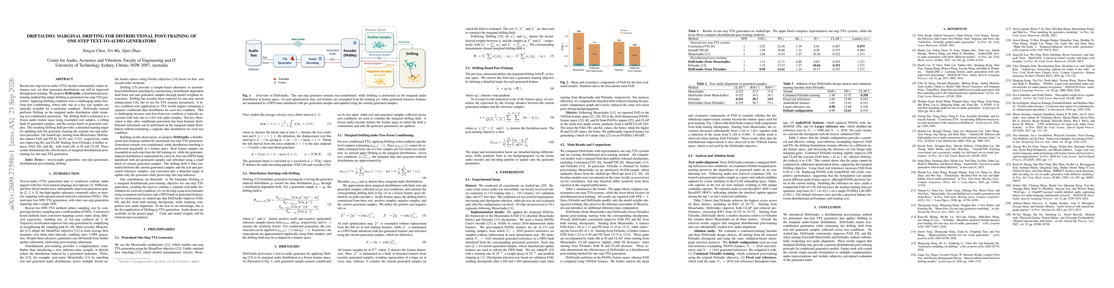 Thumbnail for DriftAudio: Marginal Drifting for Distributional Post-Training of One-Step Text-to-Audio Generators