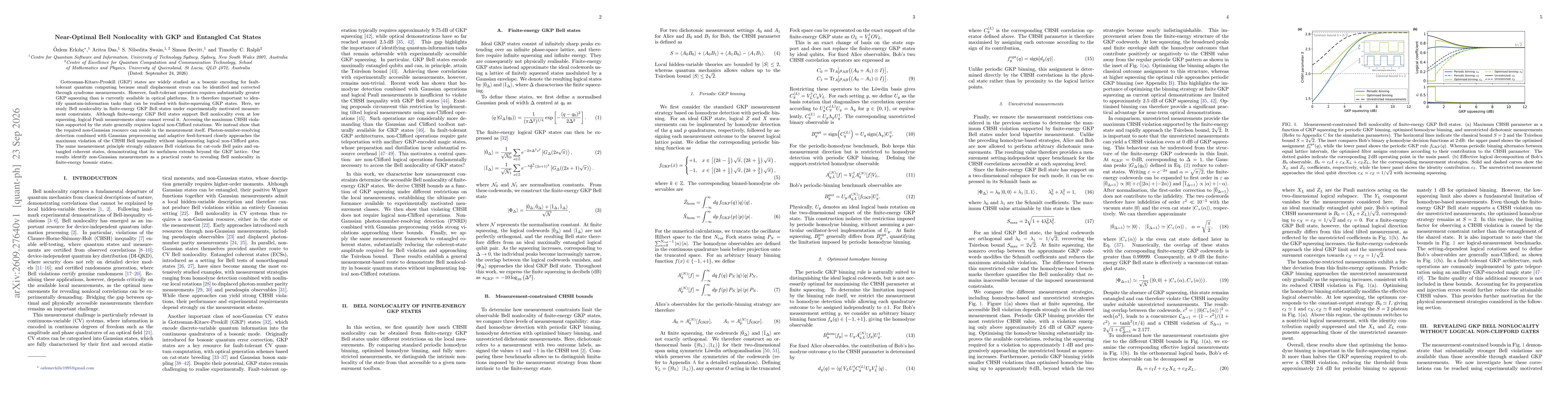 Thumbnail for Near-Optimal Bell Nonlocality with GKP and Entangled Cat States