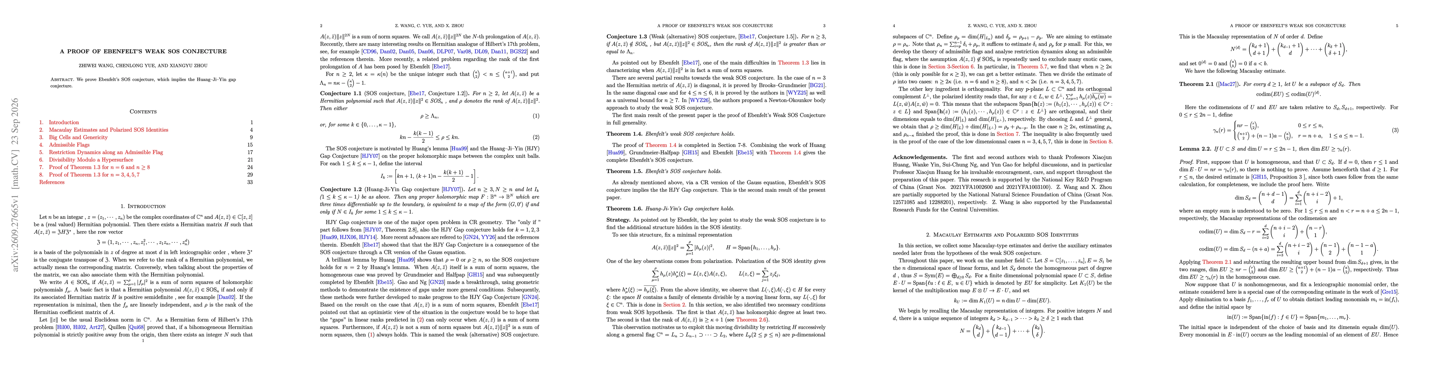 Thumbnail for A Proof of Ebenfelt's weak SOS Conjecture