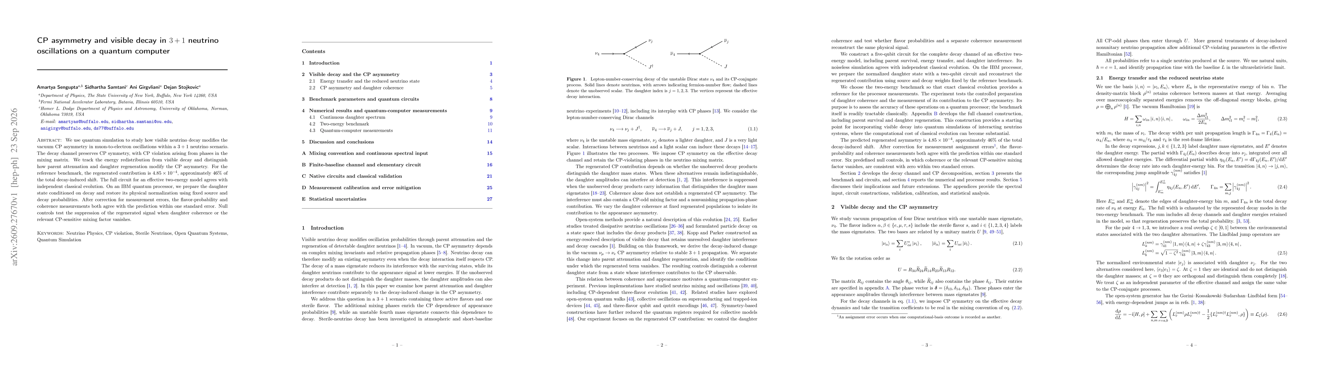 Thumbnail for CP asymmetry and visible decay in $3+1$ neutrino oscillations on a quantum computer