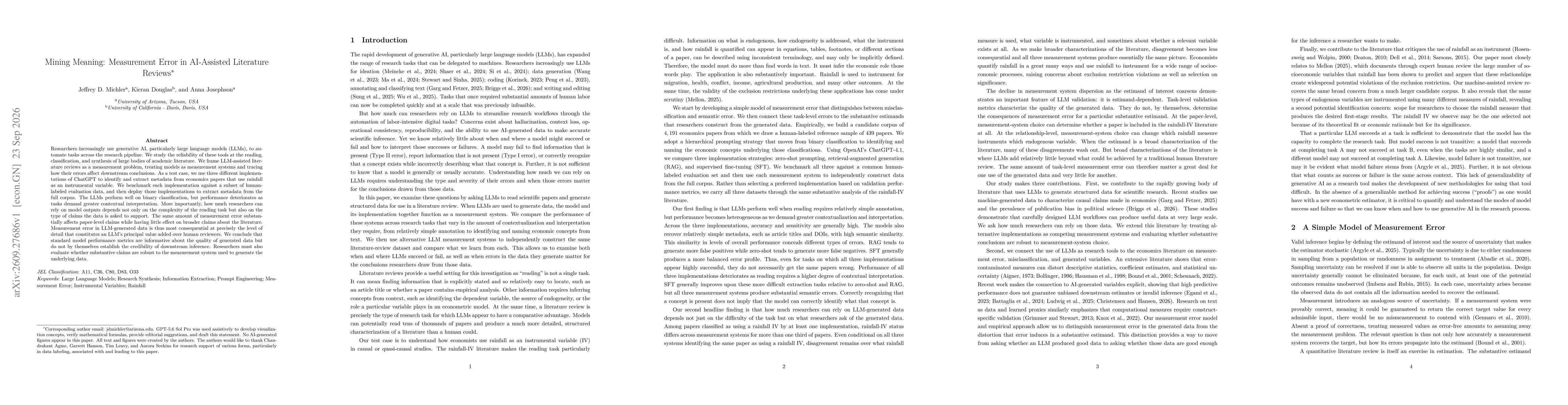 Thumbnail for Mining Meaning: Measurement Error in AI-Assisted Literature Reviews