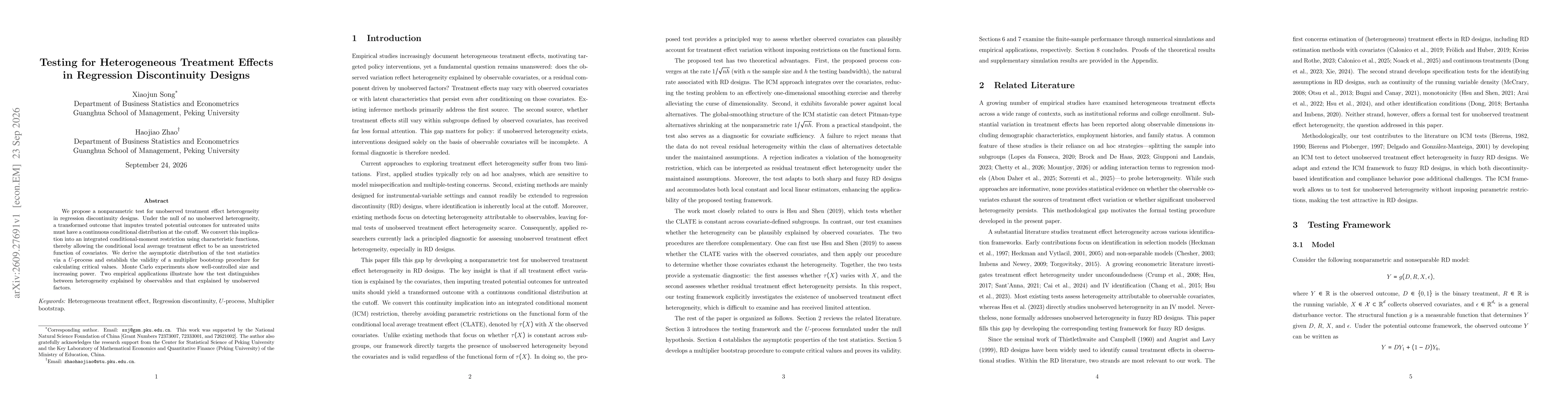 Thumbnail for Testing for Heterogeneous Treatment Effects in Regression Discontinuity Designs