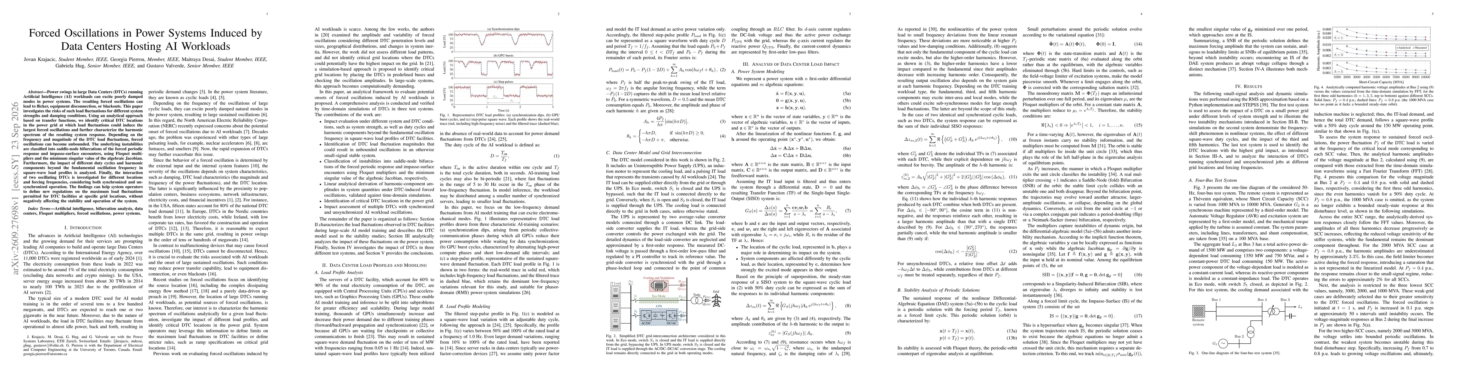 Thumbnail for Forced Oscillations in Power Systems Induced by Data Centers Hosting AI Workloads