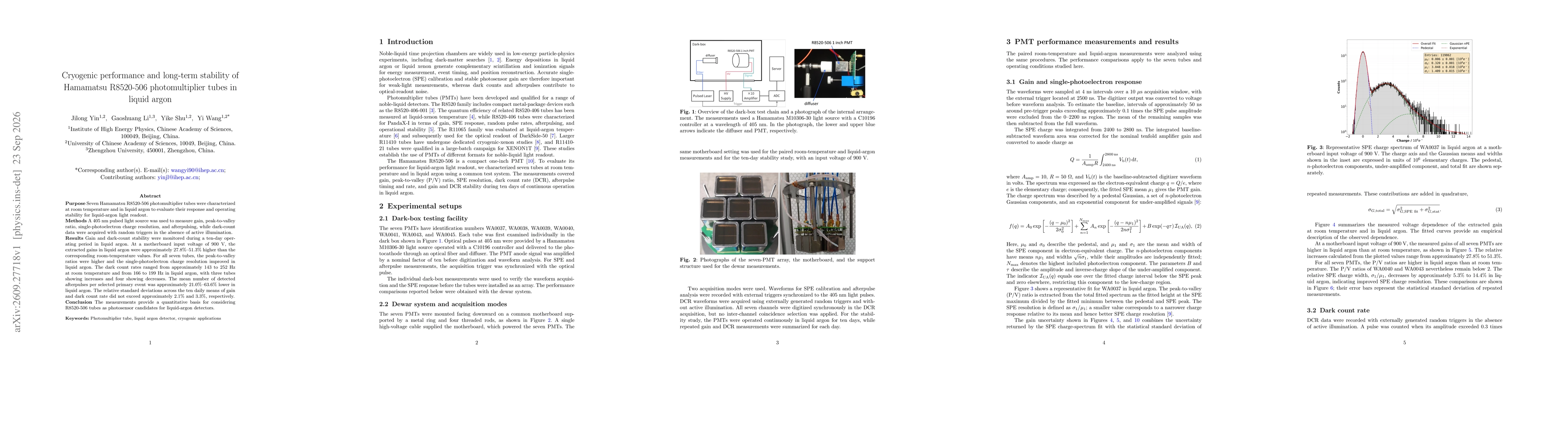 Thumbnail for Cryogenic performance and long-term stability of Hamamatsu R8520-506 photomultiplier tubes in liquid argon