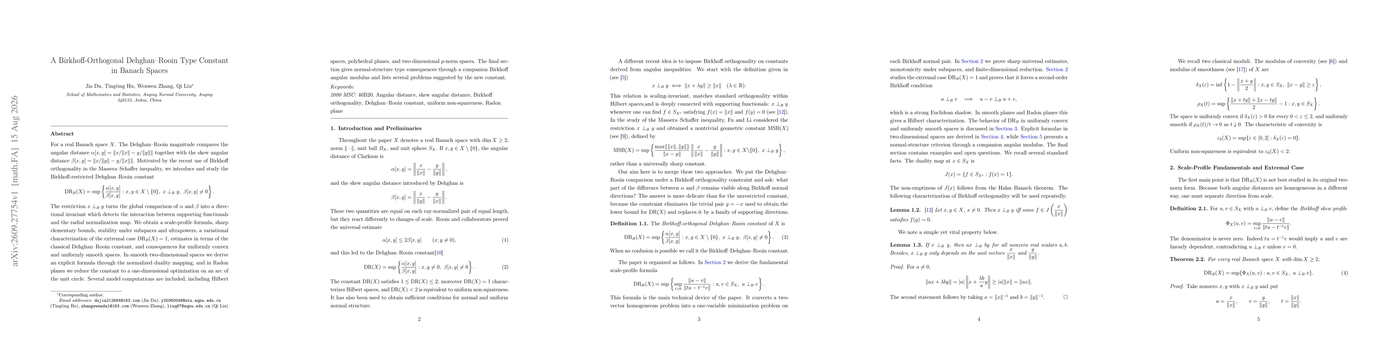 Thumbnail for A Birkhoff-Orthogonal Dehghan--Rooin Type Constant in Banach Spaces