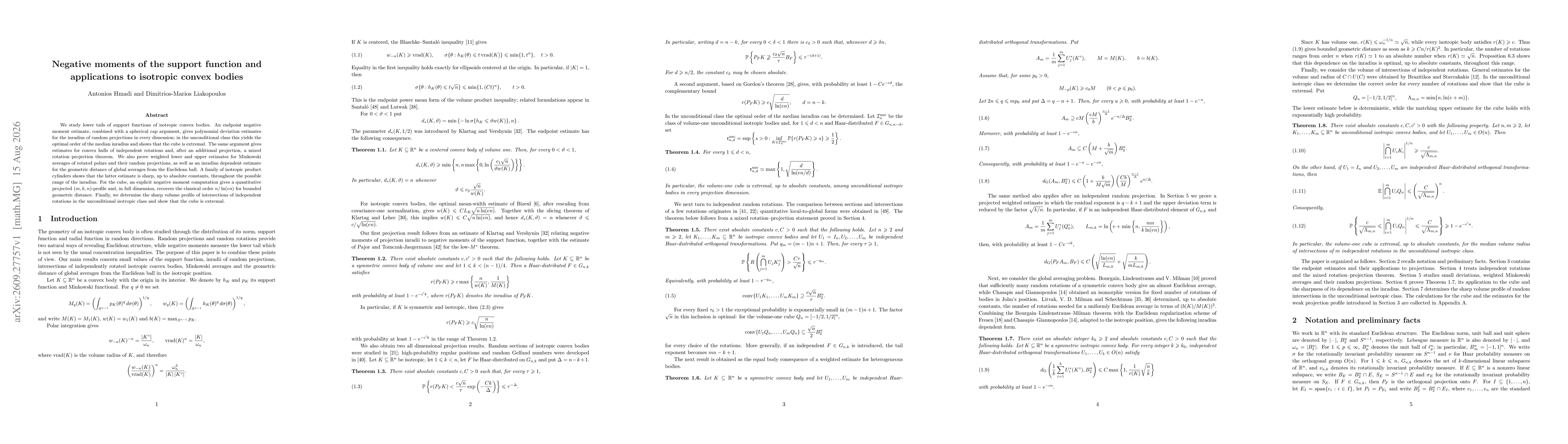 Thumbnail for Negative moments of the support function and applications to isotropic convex bodies