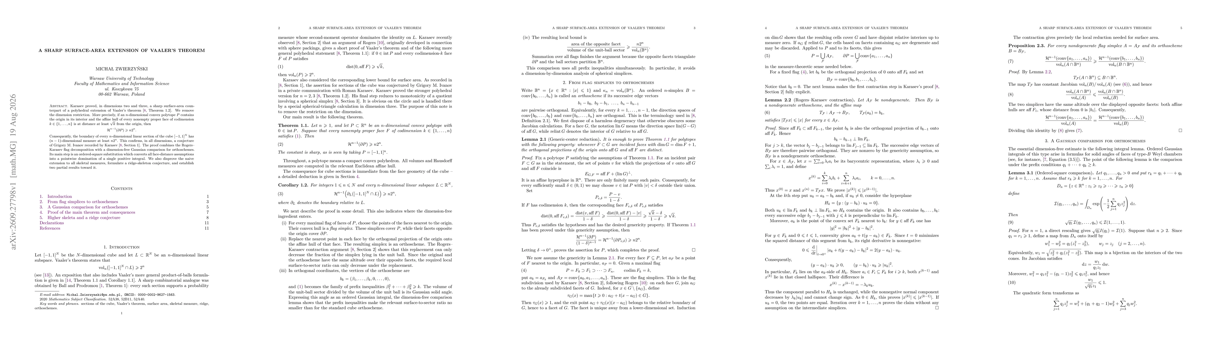 Thumbnail for A Sharp Surface-Area Extension of Vaaler's Theorem