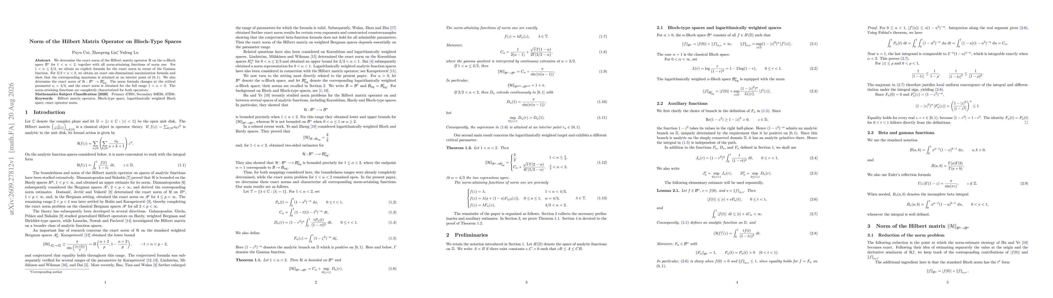Thumbnail for Norm of the Hilbert Matrix Operator on Bloch-Type Spaces