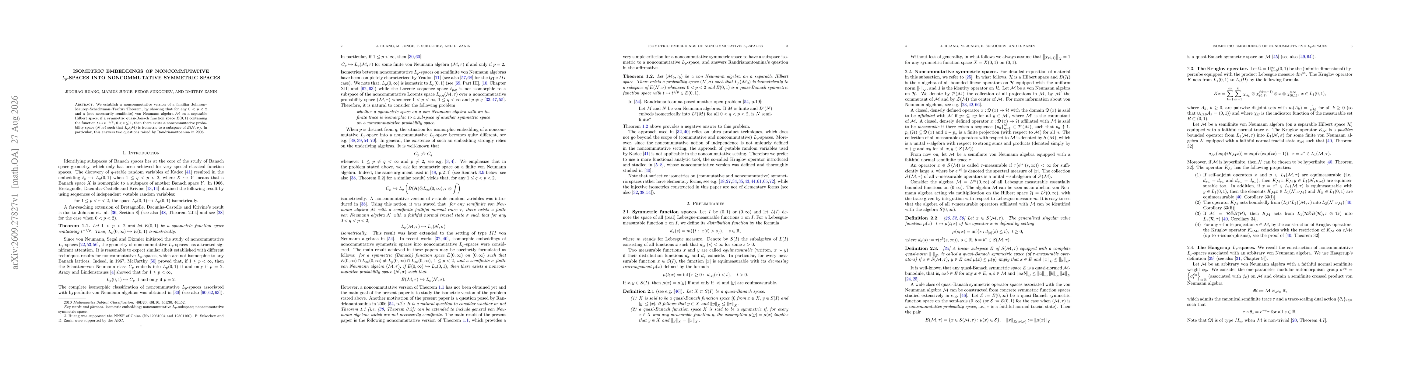 Thumbnail for Isometric embeddings of noncommutative $L_p$-spaces into noncommutative symmetric spaces