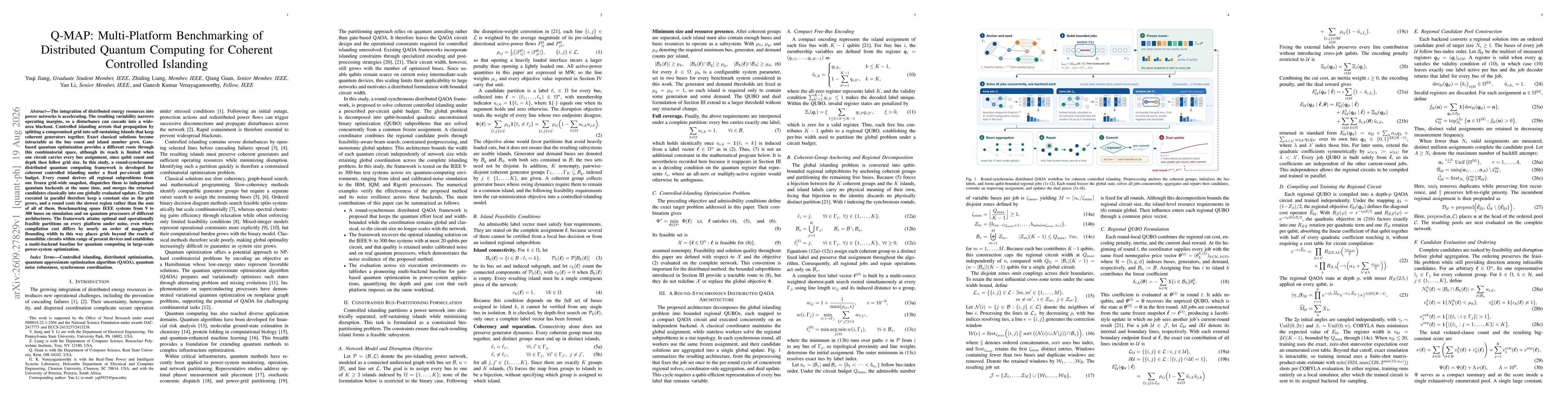 Thumbnail for Q-MAP: Multi-Platform Benchmarking of Distributed Quantum Computing for Coherent Controlled Islanding
